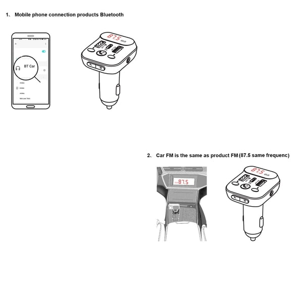 Momihoom Multifunction Car Charger with Bluetooth FM Transmitter, PD Fast Charging, and Colorful LED Light Display