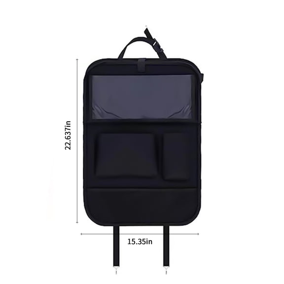 Momihoom Multifunctional Car Seat Back Organizer with Dining Tray, Leather Kick Protector, and Storage Pockets