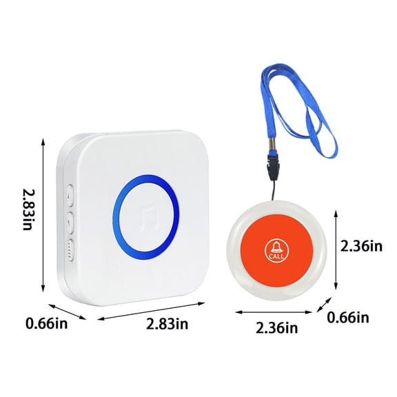 Momihoom Neck-Mounted Wireless Pager and Doorbell System for Elder Care, Through-Wall Range