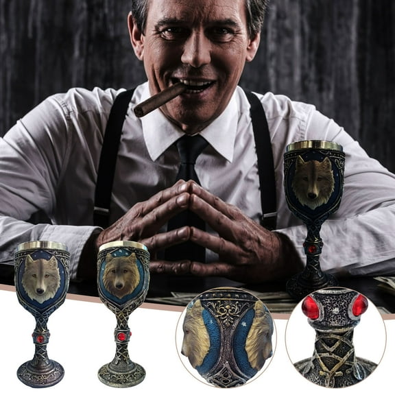 Momihoom Nordic Viking Goblet,Dragon Goblet,Pirate Tankard Odin With Raven Tankard Dragon Scandinavian Mug Retro Resin Stainless Steel Beer Cup Father's Day Gift