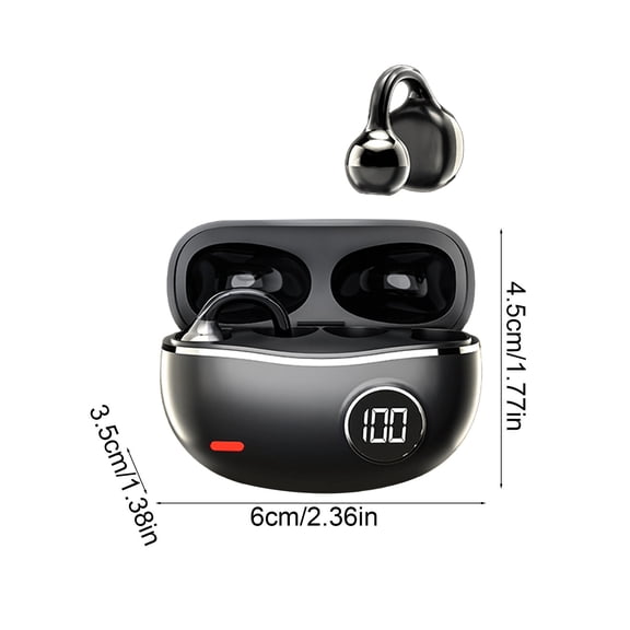 Momihoom Open-Ear Clip Style Wireless Earbuds with Display, Long Battery, Low Latency