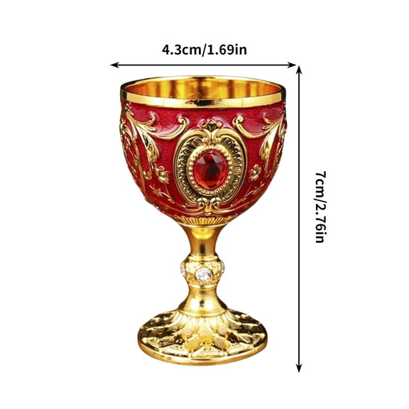 Momihoom Ornate Vintage Brass and Red Goblet for Wine and Display