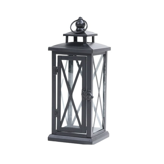 Momihoom Outdoor Windproof Iron and Glass Candle Lantern, Classic Floor Standing Lantern for Patio and Home