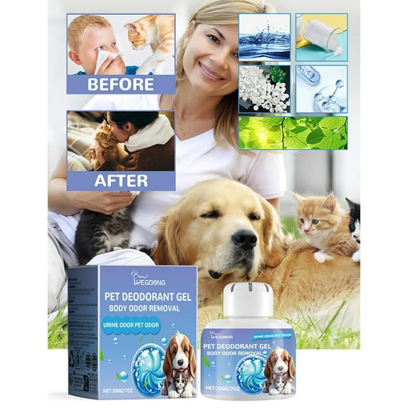 Momihoom Pet Scents Deodorizing Gel Beads in Fresh Breeze | Pet Odor Neutralizing Gel Beads with Baking Soda | Air Freshener Beads for Pet Odor Elimination