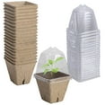 thumbnail image 1 of Momihoom Planter Nursery Pots with Humidity Dome- Square Biodegradable Seeding Starter Pots for Planting- Peat Pots for Seedlings Garden Vegetable Flower Germination, 1 of 7