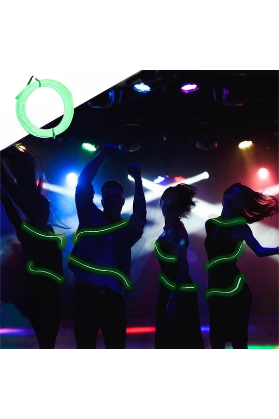 Momihoom Portable EL Wire Glowing Rope Lights LED Strips String Lighting with Battery Controller for Halloween Decorations Party Favor Car DIY Clothes