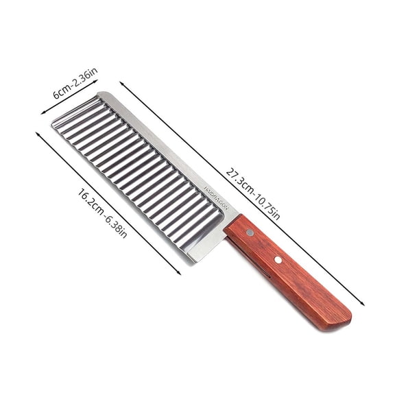 Momihoom Professional Stainless Steel French Fry Knife with Wooden Handle