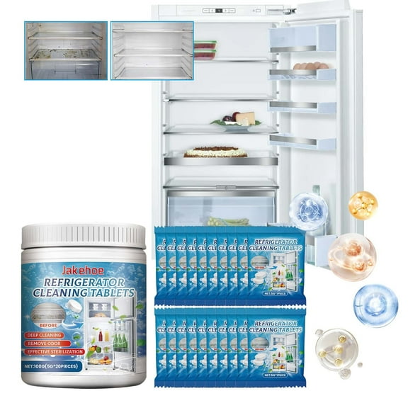 Momihoom Refrigerator Cleaning Tablets,Refrigerator Cleaning Freshener Spray, Fridge and Freezer CLeaning Spray, Suitable for Cleaning Inside Refrigerator