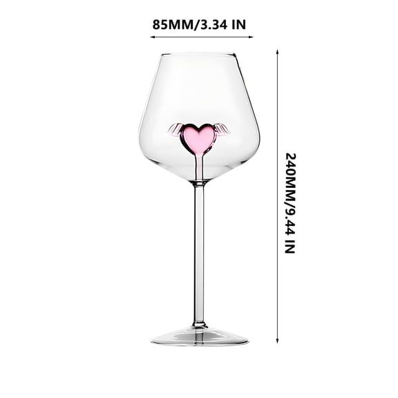 Momihoom Romantic Christmas Heart and Wing Wine Glasses, 2-Piece Decorative Goblet Set in Gift Box
