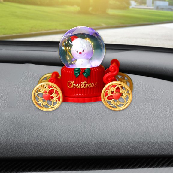 Momihoom Santa Claus Carriage Crystal Ball Luminous Resin Craft Desktop Decoration Small Ornaments Creative Gift Christmas