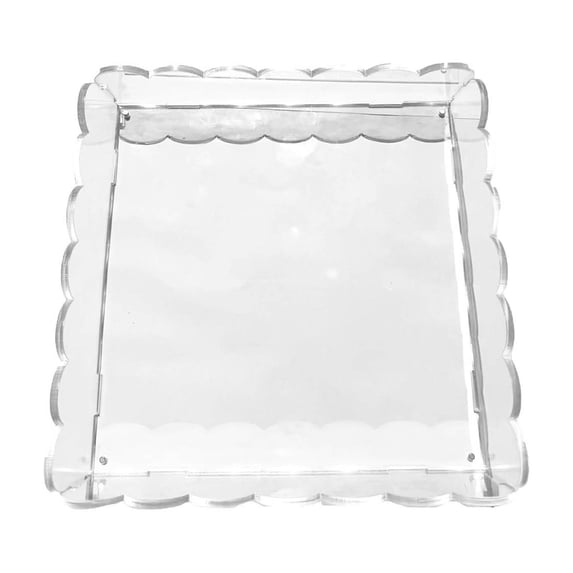 Momihoom Scalloped Edge Acrylic Tray with Magnetic Frame, Modern Coffee Table and Decorative Serving Tray