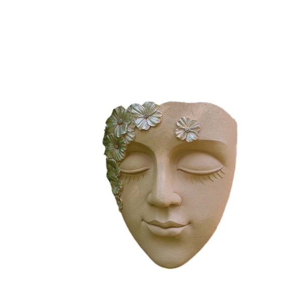 Momihoom Serene Floral Accent Face Wall Sculpture, Artistic Indoor Outdoor Decorative Plaque