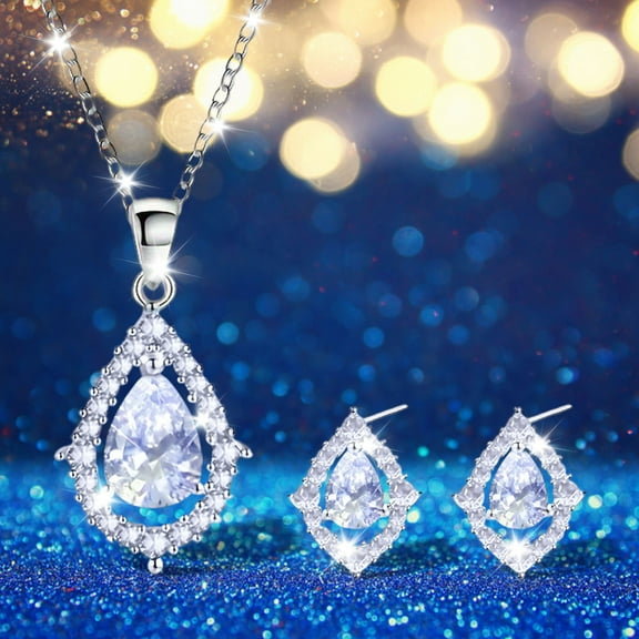Momihoom Silver Jewelry Sets Women Rhinestone Crystal Bridal Bridesmaid Accessories Necklace Earrings Set Wedding Prom Anniversary Birthday Gifts