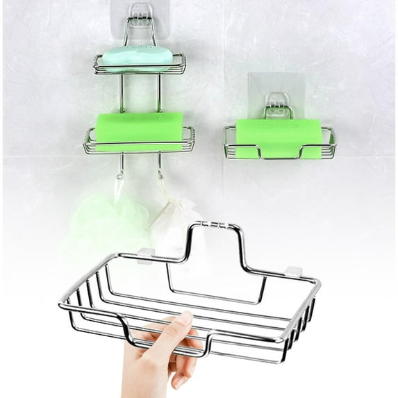 Momihoom Soap Dish Holder,Rustproof Stainless Steel, Wall Mounted Soap Holder Soap Tray Bar Soap Sponge Holder for Bathroom & Kitchen