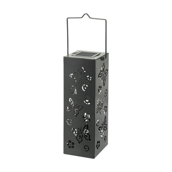 Momihoom Solar-Powered Decorative Lantern with Butterfly Cutout Design, Hanging Outdoor Light for Patio & Garden