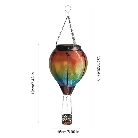 Momihoom Solar Powered Hot Air Balloon Hanging Lantern, Decorative Outdoor Light for Patio, Garden, and Yard Decor
