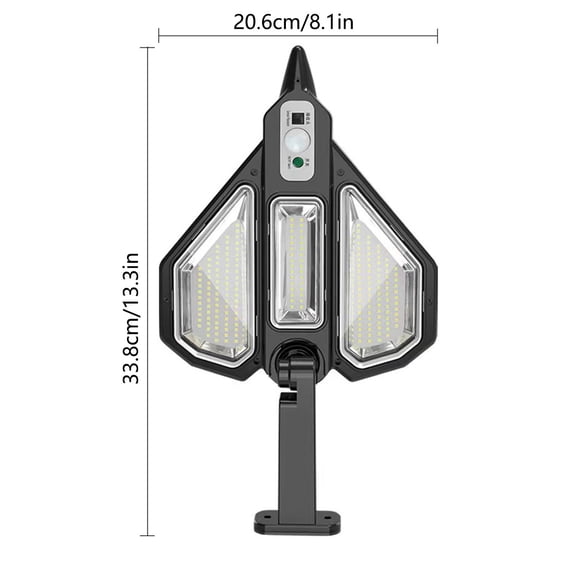 Momihoom Solar Powered LED Outdoor Security Light with Motion Sensor, Fighter Jet Design Adjustable Wall Light for Patio, Yard & Garage