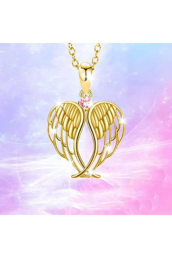 Momihoom Solid Gold Angel Necklace for Women Real Gold Heart Pendnat Jewelry Christmas Gifts for Wife Daughter