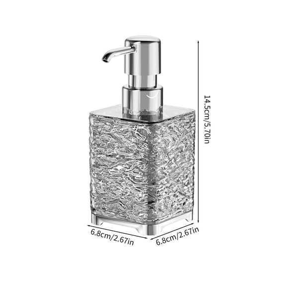 Momihoom Square Textured Glass Soap Dispenser with Chrome Pump and Elevated Base, Elegant Bathroom and Kitchen Accessory for Hand Soap and Lotion