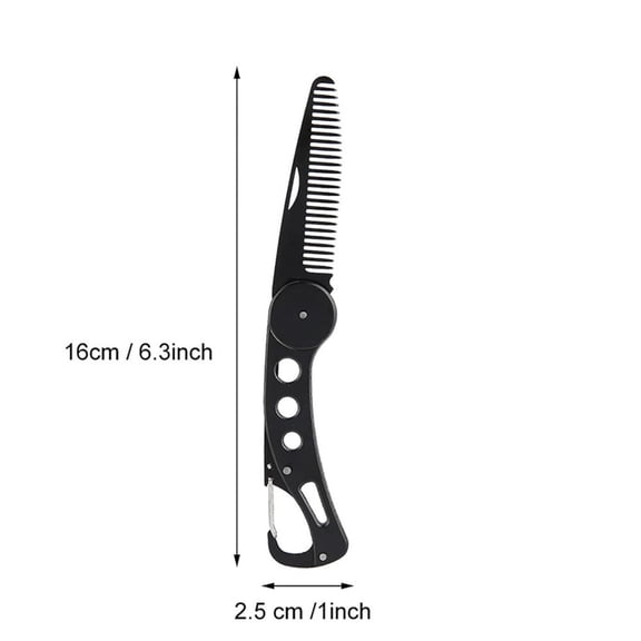 Momihoom Stainless Steel Folding Pocket Beard Comb, Multifunctional Double-Sided Grooming Tool for Travel