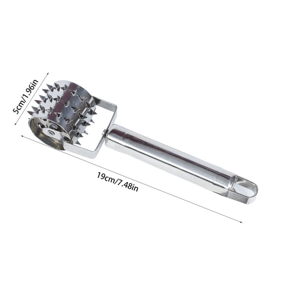 Momihoom Stainless Steel Meat Tenderizer and Pizza Dough Roller, Multi-Purpose Kitchen Tool with Needle Punch