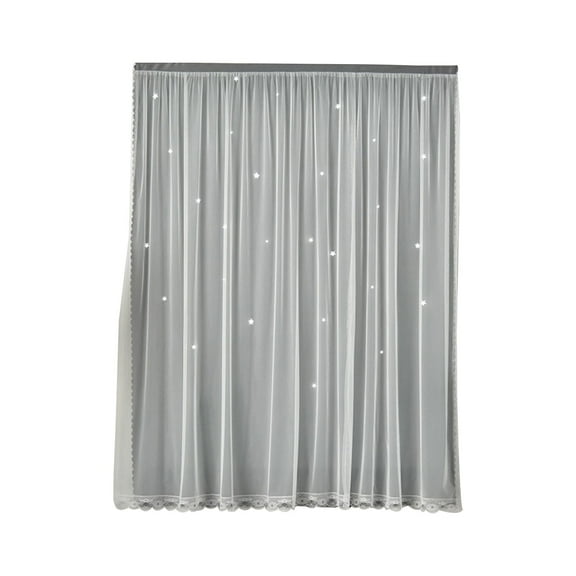 Momihoom Star Decorative Sheer Curtains with Lace Trim, Dreamy Window Drapes for Bedroom and Living Room