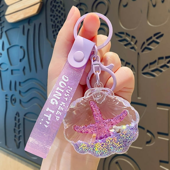 Momihoom Starfish Keychain Shell Conch Charm Pendant Keyring Fishion Tassel Key Fob Acrylic Alloy Key Chain Car Key Holder Key Ring Bag Handbag Backpack Hanging Ornament Decoration