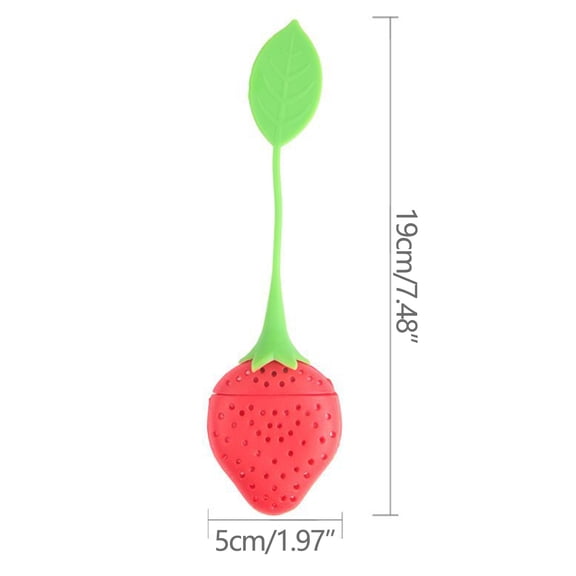 Momihoom Strawberry Loose Leaf Tea Infuser, Cute and Reusable Herbal Tea Strainer with Long Handle