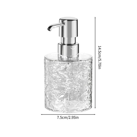 Momihoom Textured Glass Soap Dispenser with Chrome Pump, Elegant Bathroom Accessory for Hand Soap and Lotion