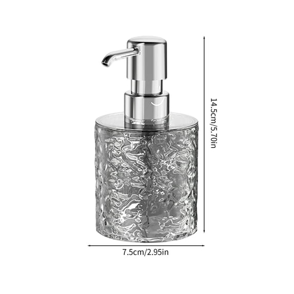 Momihoom Textured Glass Soap Dispenser with Chrome Pump, Elegant Bathroom Accessory for Hand Soap and Lotion