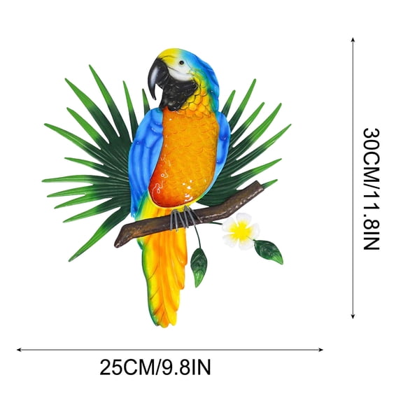 Momihoom Tropical Macaw Metal Wall Sculpture, Hand-Painted Outdoor Art for Garden and Patio