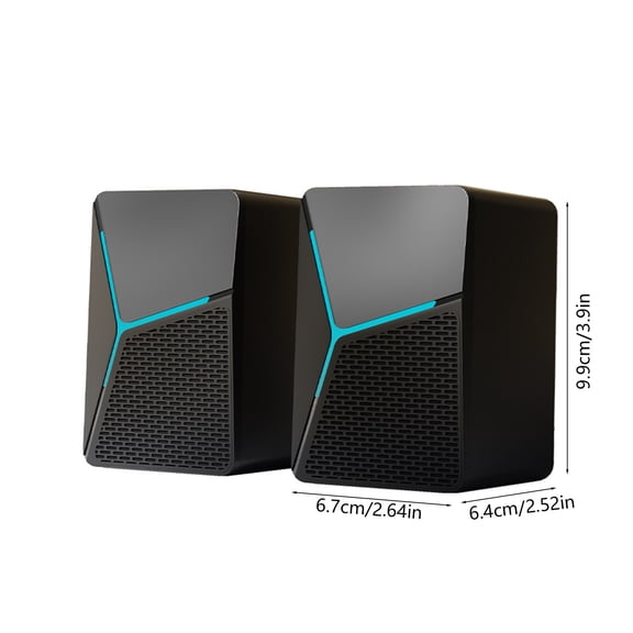 Momihoom USB-Powered Compact Computer Speakers with Blue LED Accent Lighting and Enhanced Stereo Sound
