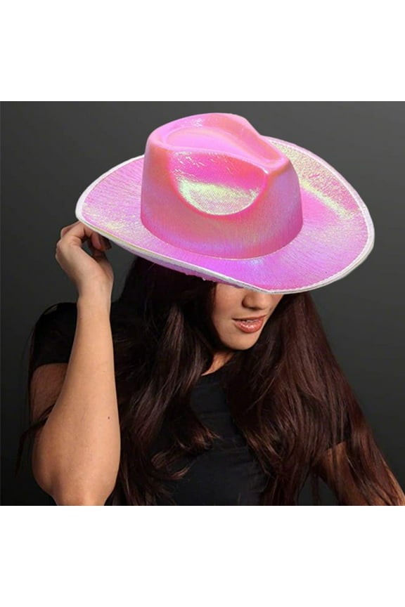 Momihoom Unisex Cowboy Hat Light Up Flashing LED Brim Fun Light Up Hat For Disco Party Halloween Costume