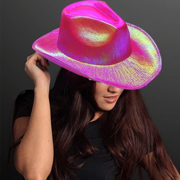 Momihoom Unisex Cowboy Hat Light Up Flashing LED Brim Fun Light Up Hat For Disco Party Halloween Costume