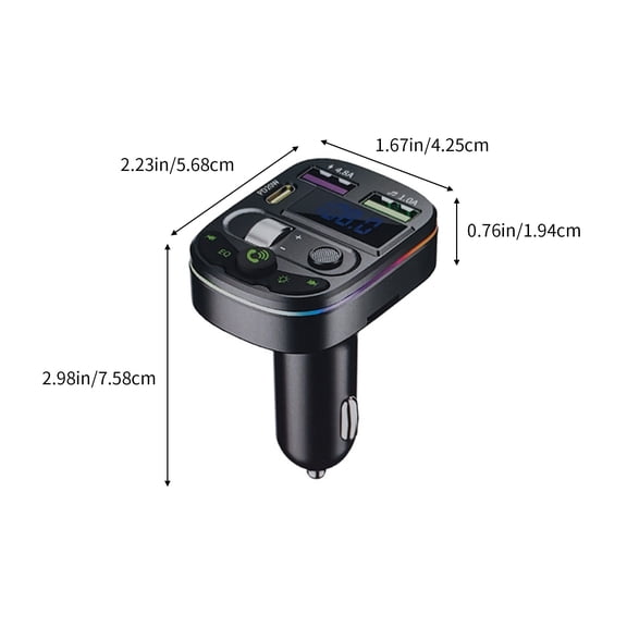 Momihoom Universal Car Bluetooth MP3 Player with Voltage Monitor, USB/SD Playback, and Dual Fast Charging