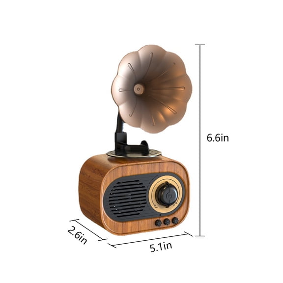 Momihoom Vintage Bluetooth Speaker B5, Imitation Gramophone with Wood Grain, Smart Voice Control