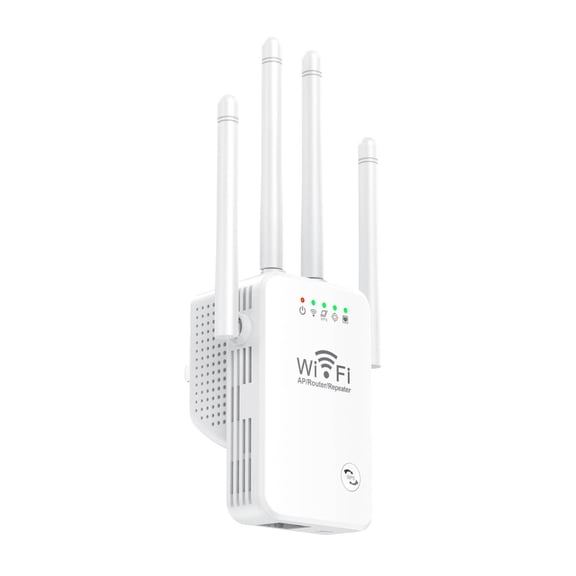 Momihoom WiFi Range Extender with Signal Indicator, 4 External Antennas, Dual-Mode Repeater/AP for Home Network Boosting