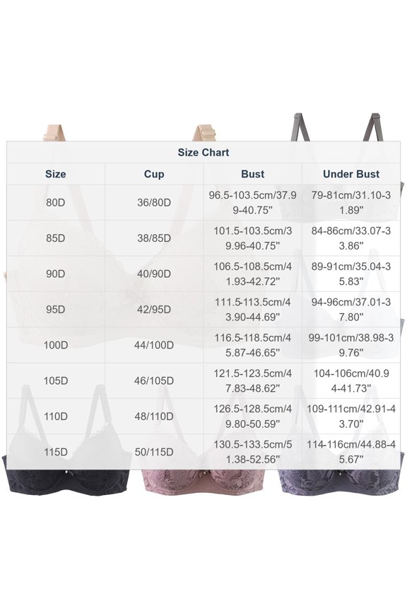 Momihoom Women's D-Cup Full Support Lace Underwire Daily Bra