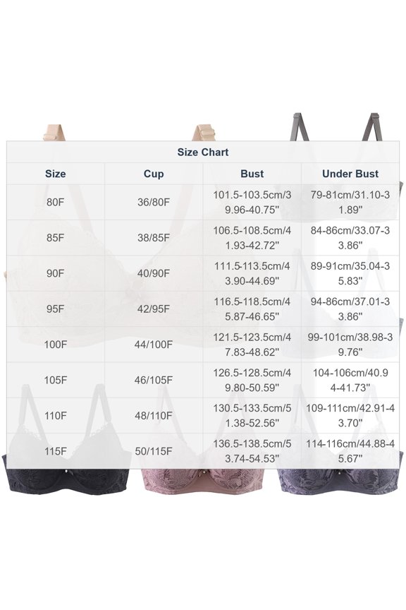 Momihoom Women's F-Cup Full Support Lace Underwire Bra