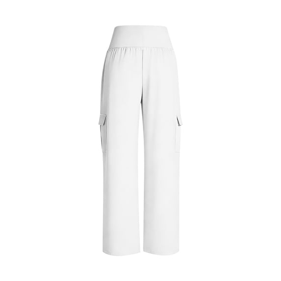 Momihoom Women's High-Waisted Wide-Leg Cargo Pants with Pockets, Comfortable Stretch Pants for Fitness and Casual Wear