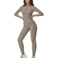 thumbnail image 1 of Momihoom Women's Long Sleeve Zip-Up Contour Bodysuit with Sculpting Seams for Active and Casual Wear, 1 of 7