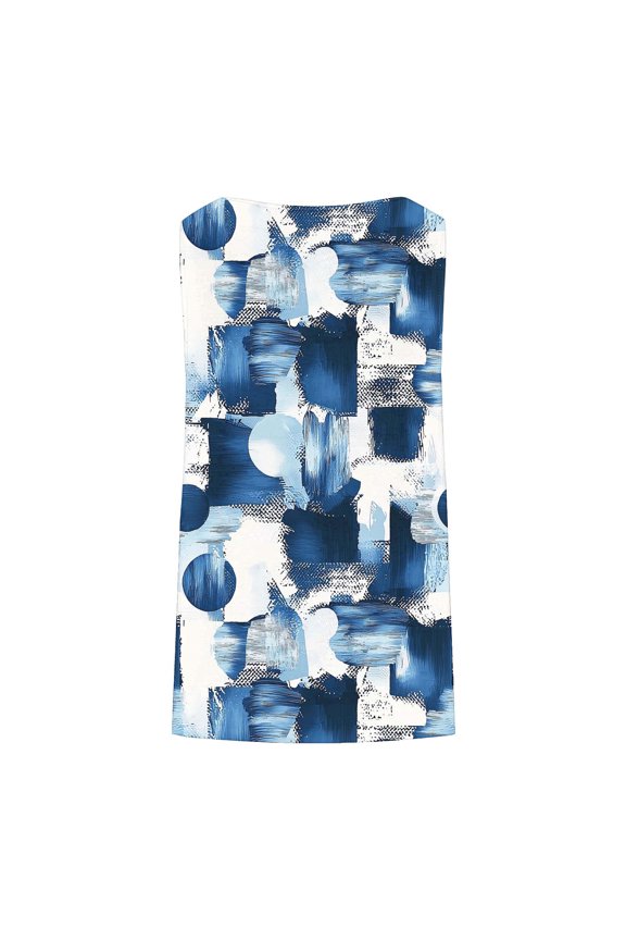 Momihoom Women's Sleeveless Abstract Brushstroke Print Shift Dress, Casual Loose-Fit Tunic Dress for Everyday Wear