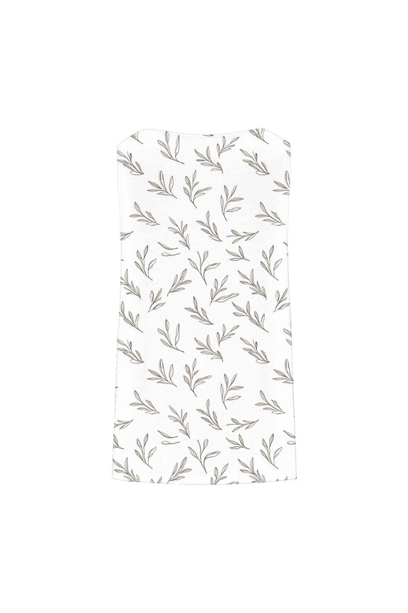 Momihoom Women's Sleeveless Botanical Leaf Print Shift Dress, Casual Tunic Dress for Summer and Everyday Wear