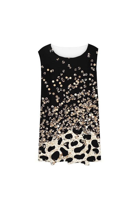 Momihoom Women's Sleeveless Gradient Print Shift Dress, Casual Leopard and Sequin Pattern Tunic Dress for Party and Everyday Wear