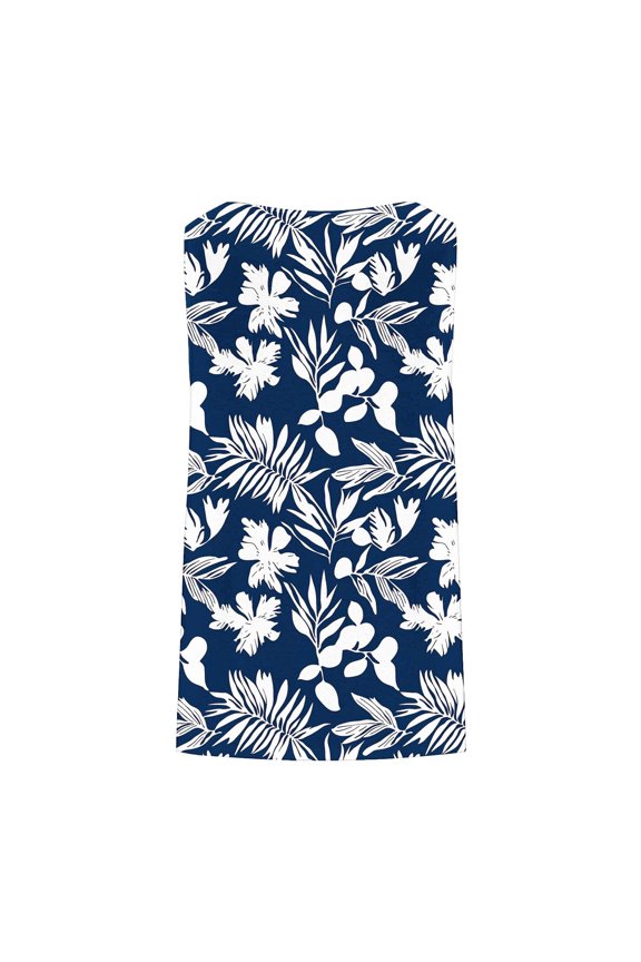 Momihoom Women's Sleeveless Tropical Print Shift Dress, Casual Floral Leaf Pattern Tunic Dress for Summer Beach and Vacation