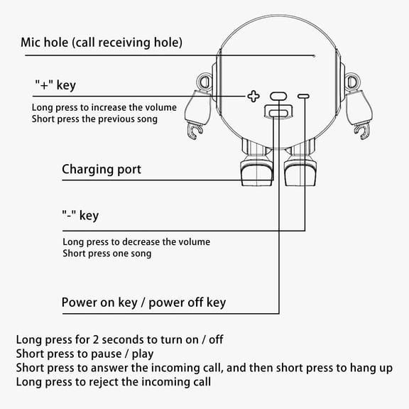 Momihoom ZY-010 Portable Bluetooth Robot Speaker, 18-Hour Playtime, Built-in Mic, Fun Robot Design