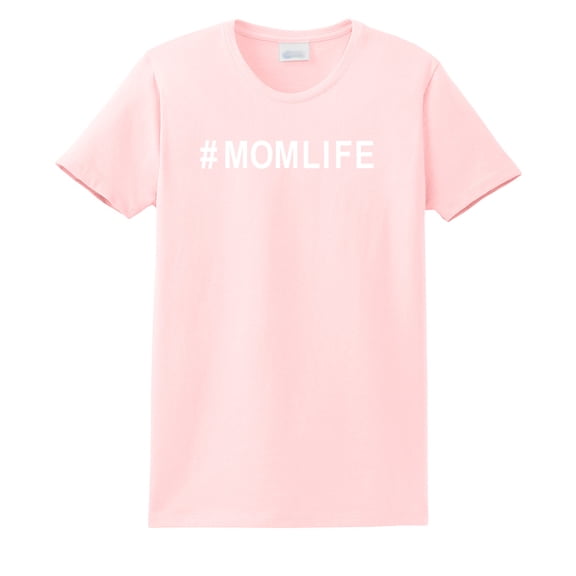 #Momlife Funny Ladies Adult Short Sleeve T-shirt-Lightpink-Large