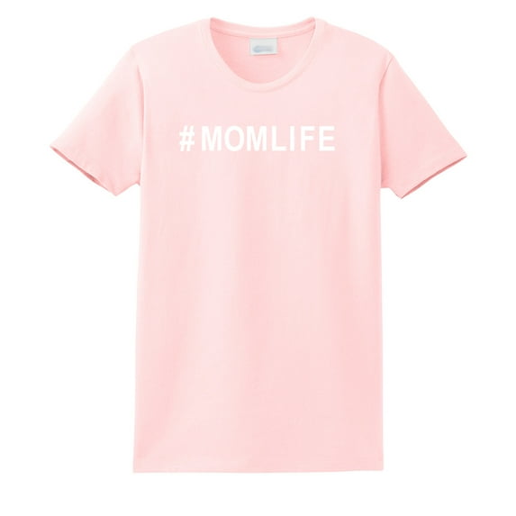 #Momlife Funny Ladies Adult Short Sleeve T-shirt-Lightpink-Small
