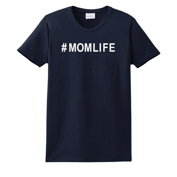 #Momlife Funny Ladies Adult Short Sleeve T-shirt-Navy-Medium
