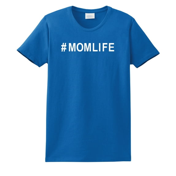 #Momlife Funny Ladies Adult Short Sleeve T-shirt-Royal-Medium
